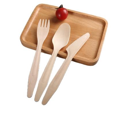 China Eco-friendly Biodegradable Wooden Food Containers One Time Use Knife Fork Spoon Cutlery for sale