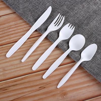 China Cornstarch PLA Disposable Biodegradable Fork Spoon And Knife Disposable Cutlery Set Packets for sale