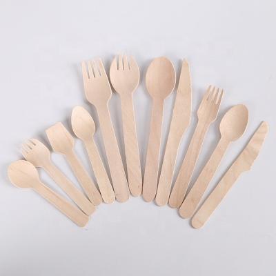 China Disposable Wooden Mini Food Containers Ice Cream Wooden Spoon One Time Use Wooden Cutlery Set for sale