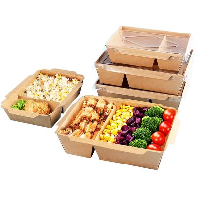 China Recycled Materials Restaurant Food Delivery Take Out Packaging Biodegradable Kraft Paper Box for sale