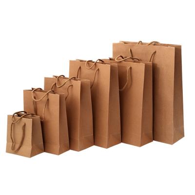 China Recyclable Recycled Food Taking Away Kraft Paper Packaging Bag With Logo Handle Customized Food And Beverage Packaging Custom Size Accepted for sale