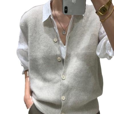 China High Quality Breathable Loose Wool Knitted Vest Sweater Vest Autumn Tops Winter Girl Cardigan For Women Loose Solid Sleeveless Vest for sale