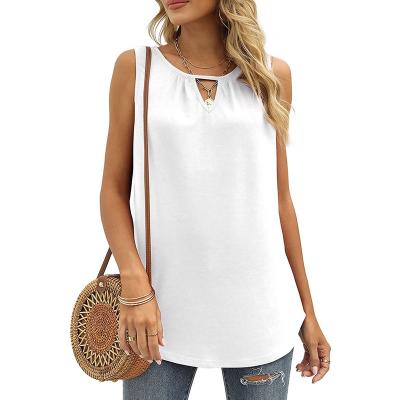 China Anti-wrinkle 2022 Summer New V-Neck Solid Color Loose Vest Casual Women's Tank Tops Sleeveless T-Shirt Vintage Floral Tanks Camisole for sale