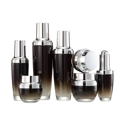 China Personal Care 50ml Bulk Empty Black Glass Cosmetic Bottle Set for sale