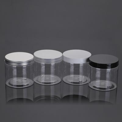 China Large pet 400ml jar metal plastic lid transparent skin care cream for body butter for sale