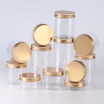 China 6oz Plastic Food Spice Dessert Jars For Honey With Gold Lids for sale