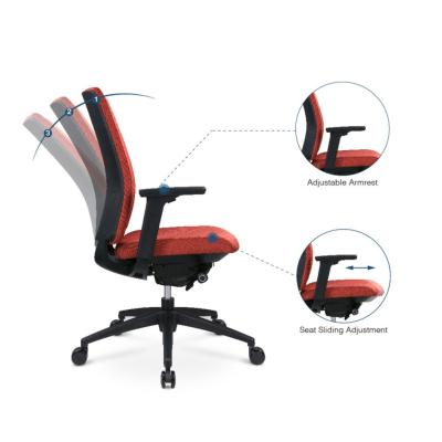 China Goodtone Mid Fabric Swivel Chair Red Gaming Ergonomic Adjustable Back Office Task Adjustable Rolling (Height) Chair for sale