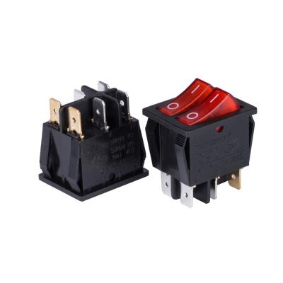 China 250v t125 electrical equipment band 6 pin 15a single rocker switch with indicator light for sale