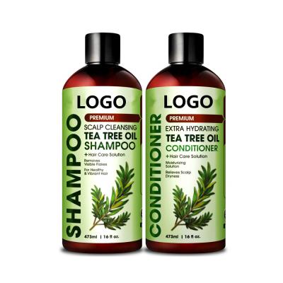 China OEM Private Label Hair Care Anti-Dandruff Organic Tea Tree Oil Shampoo and Conditioner Anti-Itch Set for sale