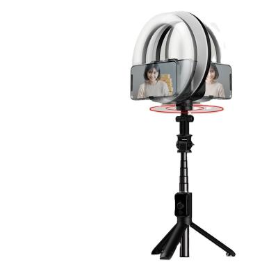 China Mini Foldable Remote Control 360 Rotation All In A Ring Light With Extended Flexible Tripod Stand Height 42cm-92cm Selfie Stick for sale