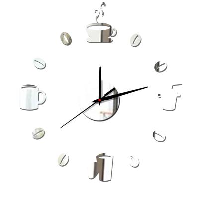 China 2019 Creative Coffee Beans 3D DIY Wall Clock Cups Stickers Acrylic Quartz Clock for sale