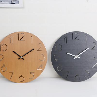 China Antique Creative Wooden Round Silent Round Wall Clock Preciser Style Solid Wood Clock Watch for sale