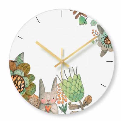 China Antique Style Glass Mirror Cartoon Animals Antique Glass Wall Clock For Wall Decoration for sale