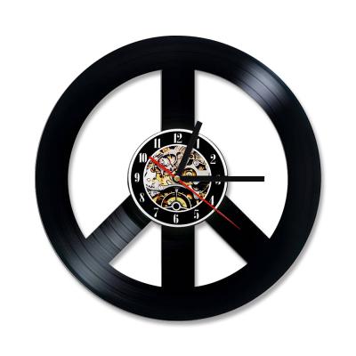 China Creative Antique Style 3D Peace Symbols Preciser Vinyl Record Wall Clocks For Gifts for sale