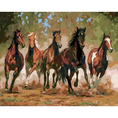 China Modern Classical Running Horse Chinese Painting Wall Art Diy Oil Painting By Numbers for sale