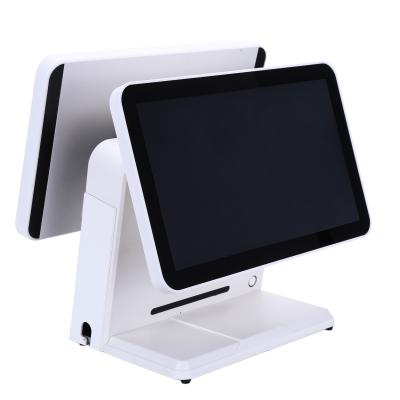 China PC+ABS Touch Screen POS System Dual Screen Terminal Cash Register Machine All In One for sale