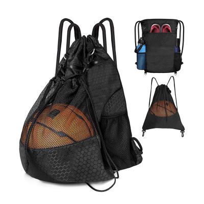 China Water Resistant Waterproof Drawstring Backpack String Bag Sports Gym Backpack With Side Pockets For Women Men for sale