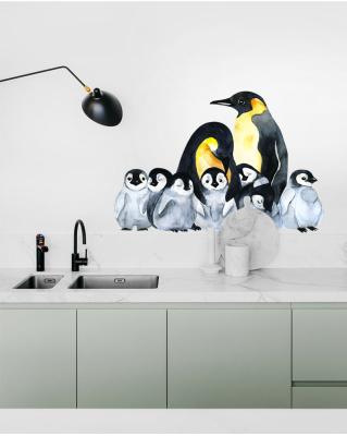 China Reused And Easy To Use Hot Sale Penguin Wall Stickers For Kids Rooms Decor Nordic Home Wallpaper Cute Animal Kindergarten Wall Decal for sale