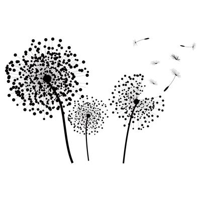 China Hot Black Creative Self Adhesive Bedroom Sofa TV Background Dandelion Wall Stickers News Sale Decorative Decal Recycled And Easy To Use Wallpaper for sale