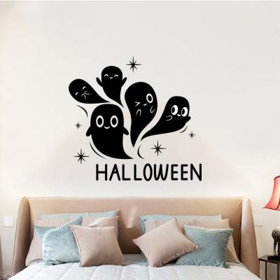 China Decorative Black Wall Sticker Five Ghosts Wall Sticker Living Room Bedroom Window Wall Decals Halloween Home Decor Removable Wallpaper for sale