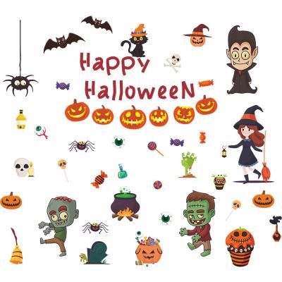 China Halloween Cartoon Wall Decals Zombie Vampire Wallpaper Window Sticker Festival Decor Happy Pumpkin Decorative Candy Recycled And Easy To Use for sale