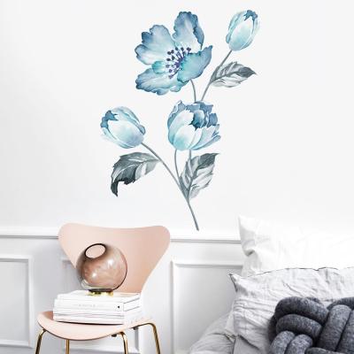 China Orchids Wallpaper Flowers Elegant Blue Sticker Decorative Sticker A Group for Room Wall Warm Home Decor Plants Wall Creative Mural for sale