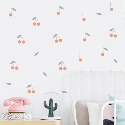 China Cherry Cartoon Self Adhesive Kid's Bedroom Wall Decals Creative Living Room Decorative Repurposed And Easy To Use Wallpaper for sale