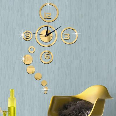 China Creative home child's bedroom wallpaper living room wall mural circle decoration 3d mirror clock mirror acrylic wall stickers for sale