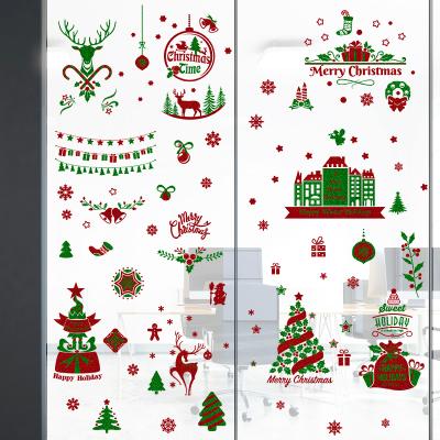 China High Quality Recycled And Easy To Use Elk Creative Decorative Wallpaper Self Adhesive Christmas Tree Sticker Christmas Festival Party Window Decal for sale