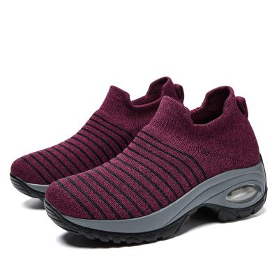 China Fashion Trend Breathable Flying Knit Boots Casual Soft Shoes Womens Socks Women Walking Sports Shoes Wedges Fashion Sneakers for sale