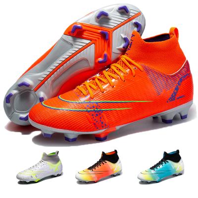 China New Soccer Shoes Rubber Outdoor Mens High Top Futsal Soccer Cleats Adults TF Soccer Shoes For Boys Kids Soccer Boots Ankle for sale