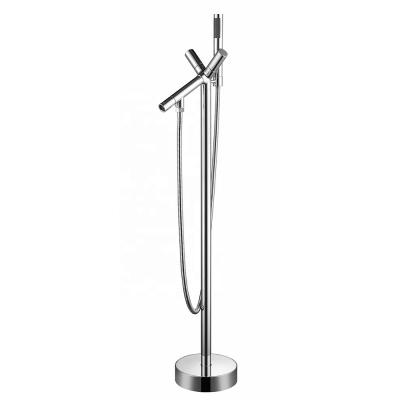 China Best Selling High Quality Brass Floor Mount Faucets Chrome Freestanding Bathtub Faucet With Hand Shower for sale