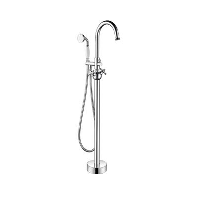 China High Level Brass Chrome Plated Floor Stand Faucets Craftsman Bath Shower Mixer Tap for sale