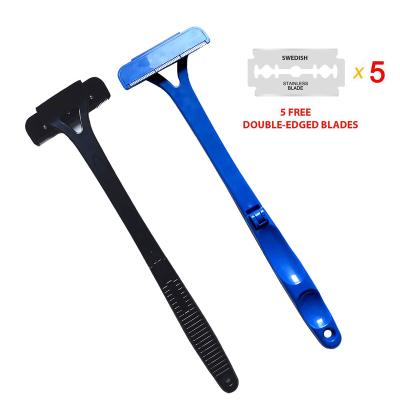 China Twin blade back razor for men back and body hair trimmer, uses double edge razor blades, ergonomic handle for sale