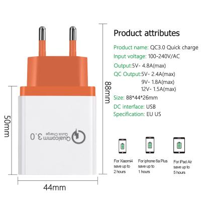 China Mobile Phone OEM 3.0 Usb Charger Eu Us Wall Mobile Phone Charger Adapter 3a UK Fast Charger Qc3.0 Fast Charging for sale