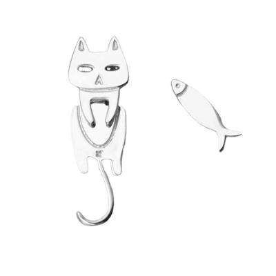 China CLASSIC S925 Sterling Silver Ear Stud Cat Fish Earring Gift For Women Hypoallergenic Ear Drop Fine Jewelry Studs Prevent Allergy Dangler for sale