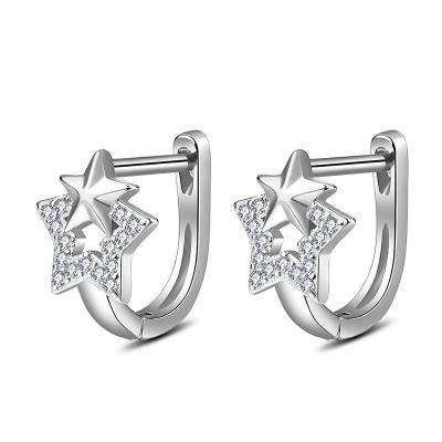 China CLASSIC 925 Sterling Silver Star Earrings Crystal Stud Earrings For Women Girl New Fashion Korea Silver Jewelry 2022 for sale