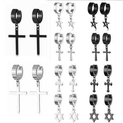 China New CLASSIC Designs Never Wholesale Fade Titanium Anti Allergy Cross Earrings for sale