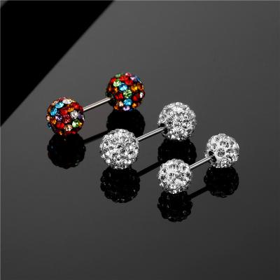 China CLASSIC High Quality Zircon Full Drill Barbell Hypoallergenicball Steel Tongue Nail Piercing Ring for sale