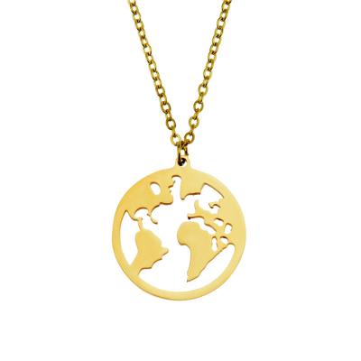 China CLASSIC fashion hot sale gold jewelry craft necklace world map pendant necklace for couples for sale