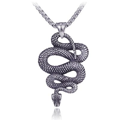 China CLASSIC Exaggerated Retro Stainless Steel Alloy Snake Viper Necklace Fashionable Punk Snake Necklace Exaggerated Animal Pendant for sale