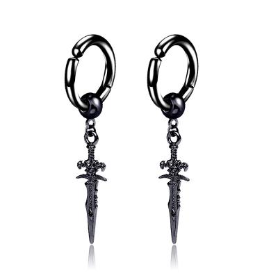 China 2021 New CLASSIC Men's Street Street Sword Cross-shaped Titanium Steel Sword Earrings Retro Fashion Pendant Jewelry for sale