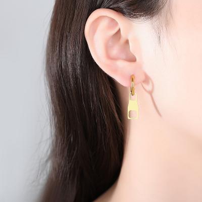 China Hiphop 2021 New Ladies Hip Hop Dangling Men's Punk Ear Studs Titanium Steel Zipper Stud Earrings for sale