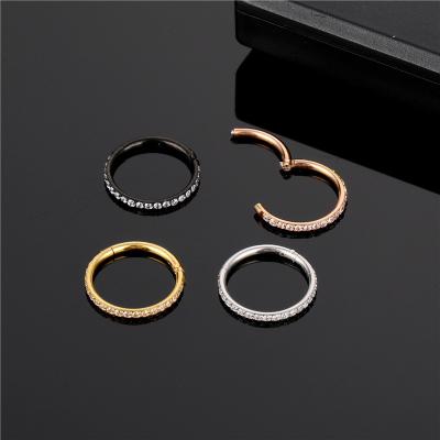 China Black Silver Rose Gold Nose Rings Gold Cartilage Earrings CLASSIC Diamond Nose Ring Stainless Steel Punk Jewelry for sale