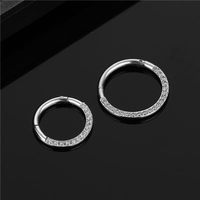 China Wholesale 316L Stainless Steel Circle Nose Rings CLASSIC Shinning Zircon Nose Ring Multifunctional Body Piercing Jewelry for sale