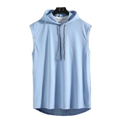 China 2022 New Fashion Style Men's Fitness Tank Tops Breathable Fitness Hoodie Slim Tank Top Hoodie For Men for sale