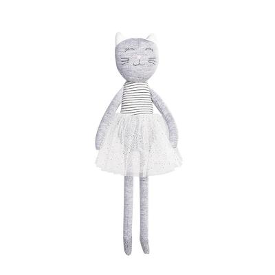 China Soft Gray Cat Girl Plush Toy Cute Princess Skirt Doll Birthday Gift for sale