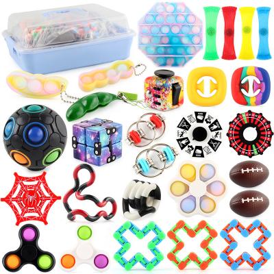 China 2021 Hot Selling Funny Educational Toy 28Pcs/Box Silicone Stress Reliever Toy Kids Adults Toy Set for sale