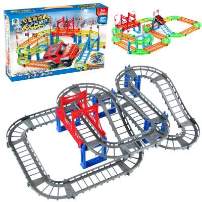 China Directly Factory Wholesale Kids Slot Toy Car Toys Cheap Price 73 Pcs DIY Stunt Climbing Race Track Car Soft Set Toy for sale