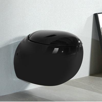 China EUROPEAN Bathroom Ceramic Matte Black / Glossy Black Colored Egg Shape Chaozhou Wall Hung Wc for sale